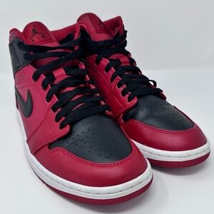 Air Jordan 1 Mid Red and Black Sneakers size 9.5